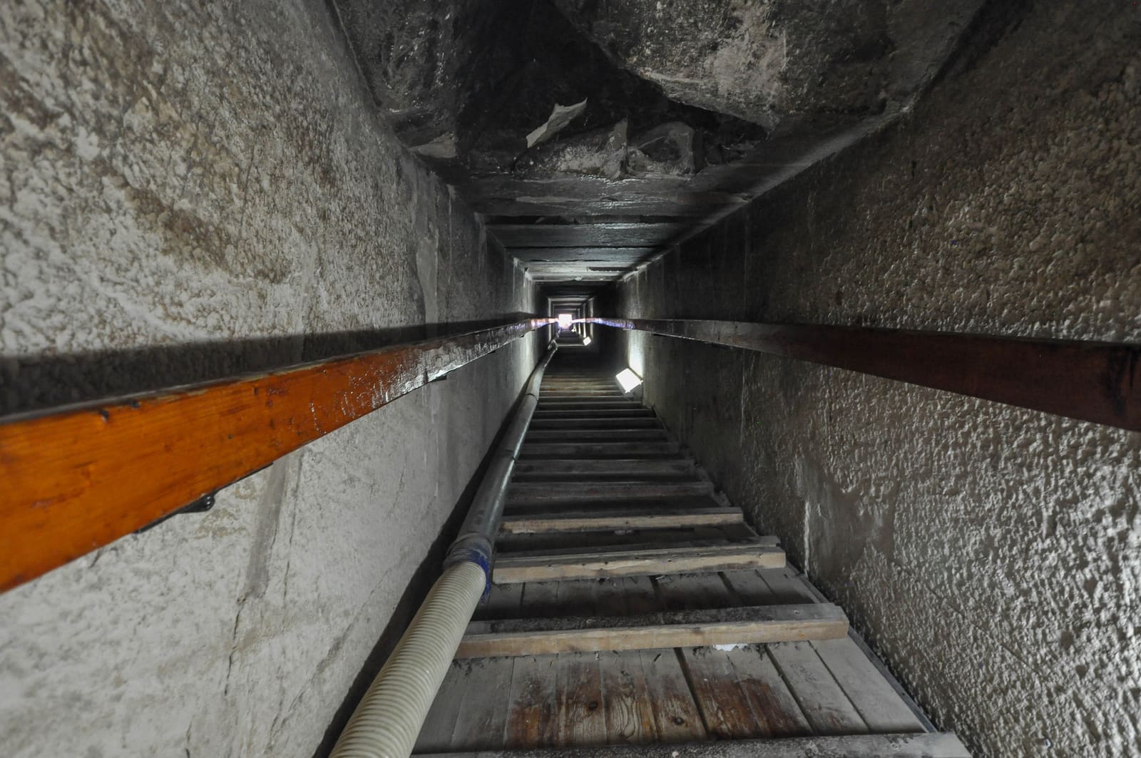 The long, low descending passage inside the Red Pyramid
