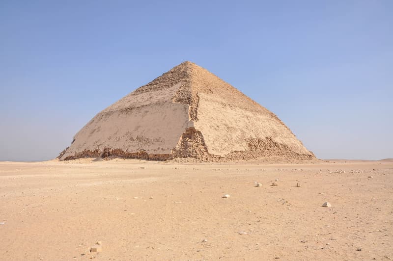 The Bent Pyramid with its original polished limestone casing